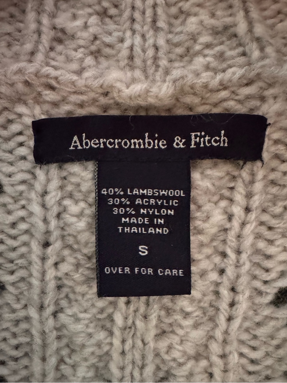 VTG Y2K Abercrombie & Fitch Pointelle Lambswool Zip Cardigan Sweater Small - Picture 10 of 14